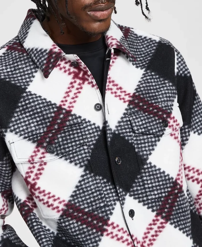 Men'S Enalu Plaid Jacket Front Close Up - Trendy Leather Jackets