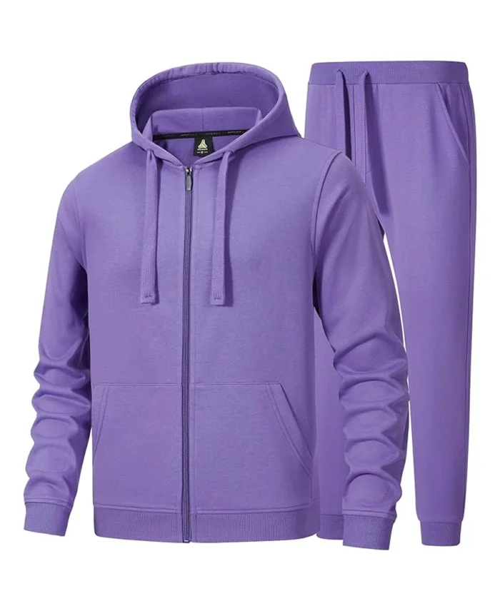 Men'S Hooded Athletic Tracksuit Purple - Trendy Leather Jackets