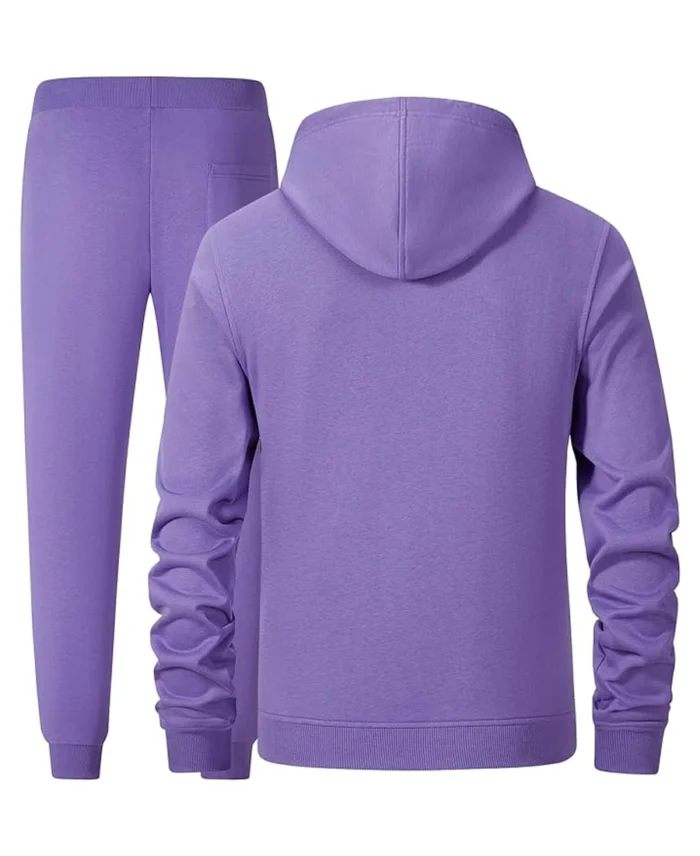 Men'S Hooded Athletic Tracksuit Purple Back - Trendy Leather Jackets