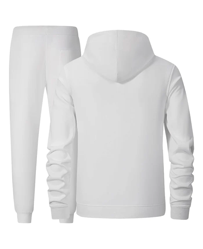 Men'S Hooded Athletic Tracksuit White Back - Trendy Leather Jackets