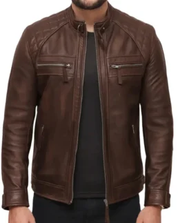 Men’s Lambskin Chocolate Brown Biker Leather Jacket - Trendy Leather Jackets