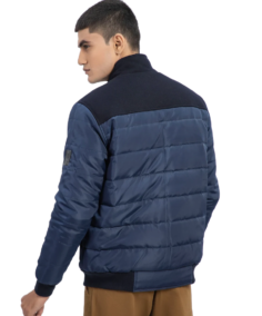 Navy Blue Contrasting Parachute Puffer Jacket Back