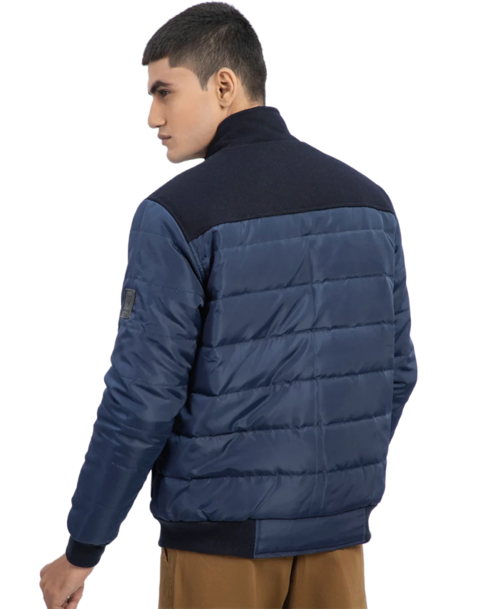 Navy Blue Contrasting Parachute Puffer Jacket Back