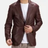 Radaron Quilted Maroon Leather Blazer - Trendy leather Jackets