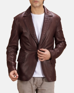 Radaron Quilted Maroon Leather Blazer - Trendy leather Jackets