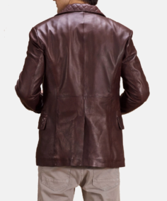 Radaron Quilted Maroon Leather Blazer Back - Trendy leather Jackets