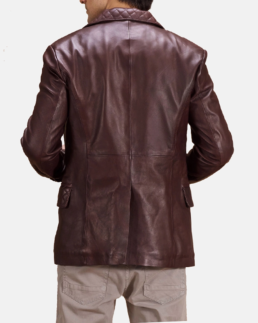 Radaron Quilted Maroon Leather Blazer Back - Trendy leather Jackets