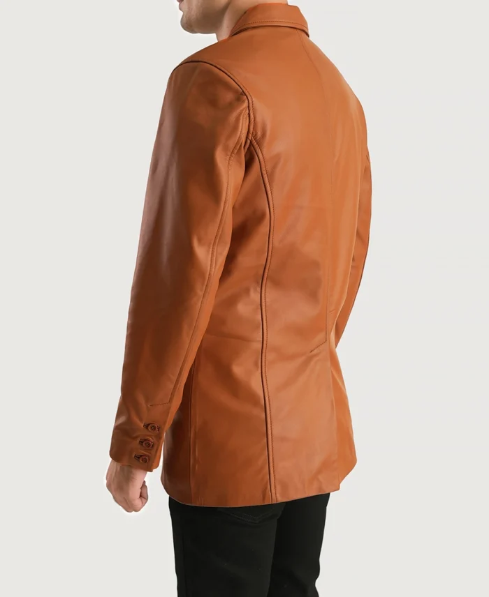 Ray Cutler Tan Brown Leather Blazer Back - Trendy Leather Jackets