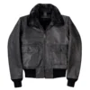 Shadow G-1 Distressed Black Aviator Leather Jacket