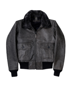 Shadow G-1 Distressed Black Aviator Leather Jacket
