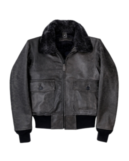 Shadow G-1 Distressed Black Aviator Leather Jacket