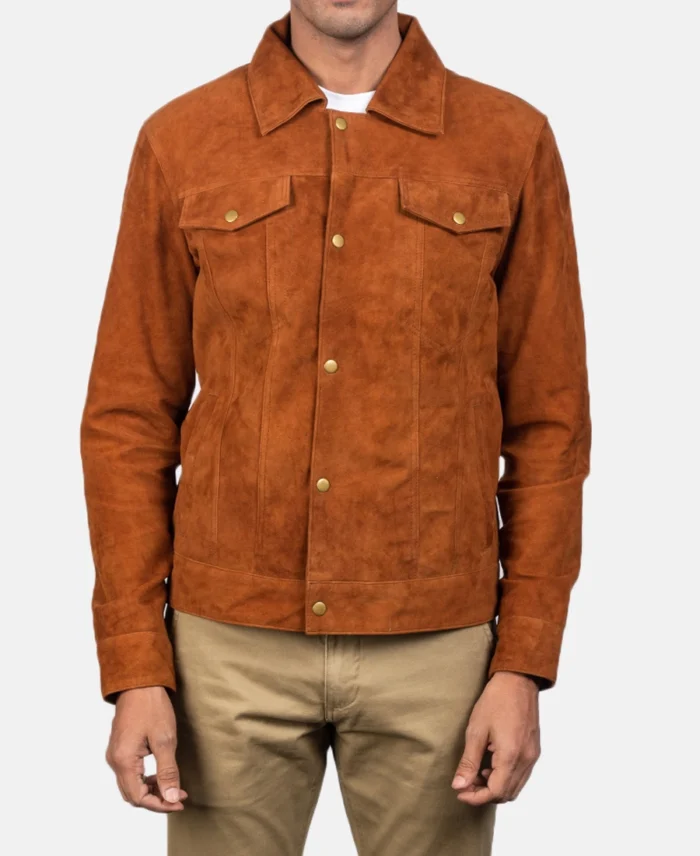 Shop Stallon Brown Suede Trucker Jacket For Men And Women - Trendy Leather Jackets