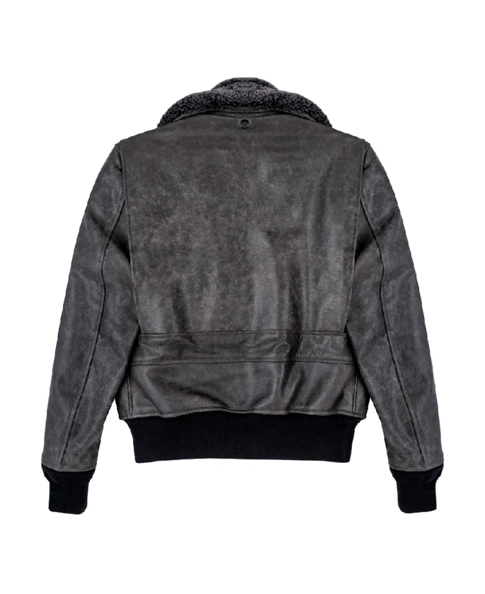 Shop The Shadow G-1 Distressed Black Aviator Leather Jacket