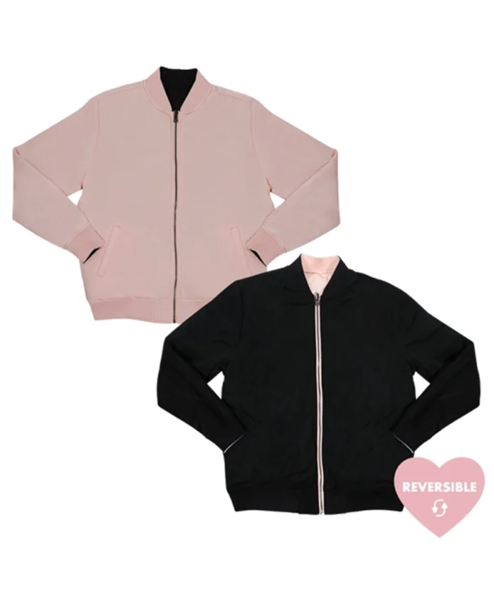 Shop The Test Me Pink And Black Reversible Jacket - Trendy Leather Jackets