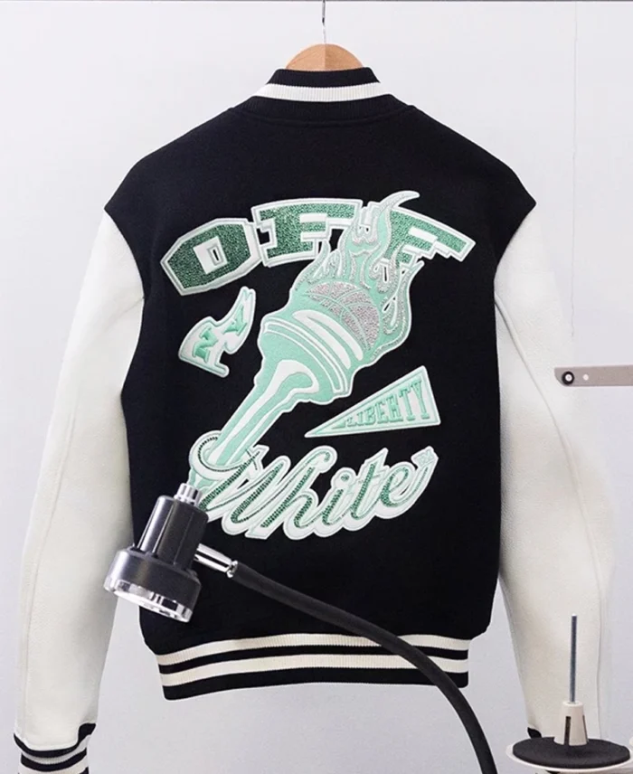 Shop The Wnba Off White X New York Liberty Varsity Jacket - Trendy Leather Jackets