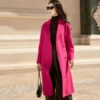Shop The Women’s Double Breasted Pink Long Coat