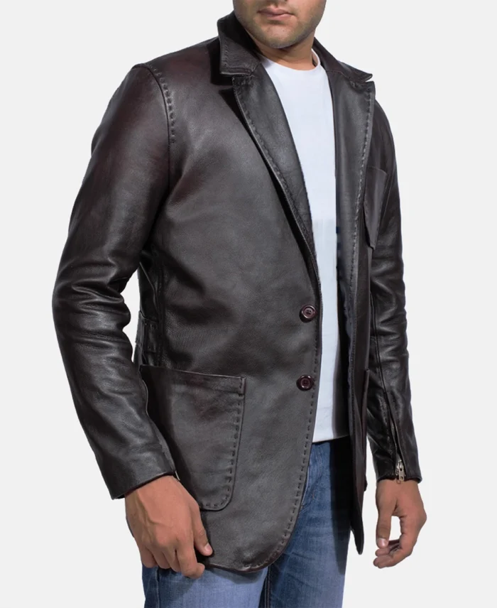 Shop Wine Black Leather Blazer For Men And Women - Trendy Leather Jackets