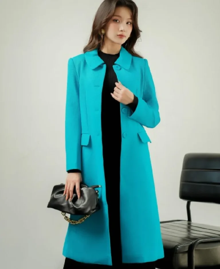 Sixdo Blue Long Woven Coat - Trendy Leather Jackets