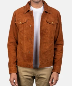 Stallon Brown Suede Trucker Jacket - Trendy Leather Jackets