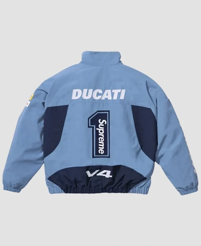 Supreme Ducati Track Jacket Blue Back - Trendy Leather Jackets