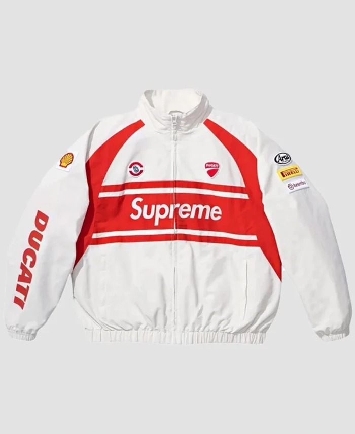 Supreme Ducati Track Jacket White - Trendy Leather Jackets