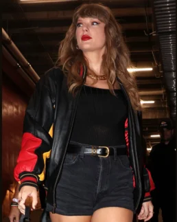 Taylor Swift Kansas City Chiefs Vintage Jacket Front - Trendy Leather Jackets