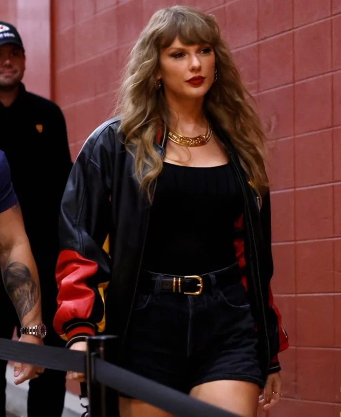 Taylor Swift Kansas City Chiefs Vintage Jacket Front View - Trendy Leather Jackets