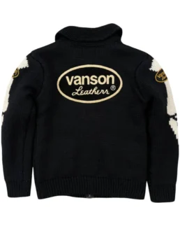 Vanson Skeleton Cowichan Jacket Back - Trendy Leather Jackets