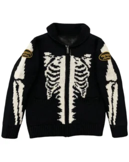 Vanson Skeleton Cowichan Jacket Front - Trendy Leather Jackets