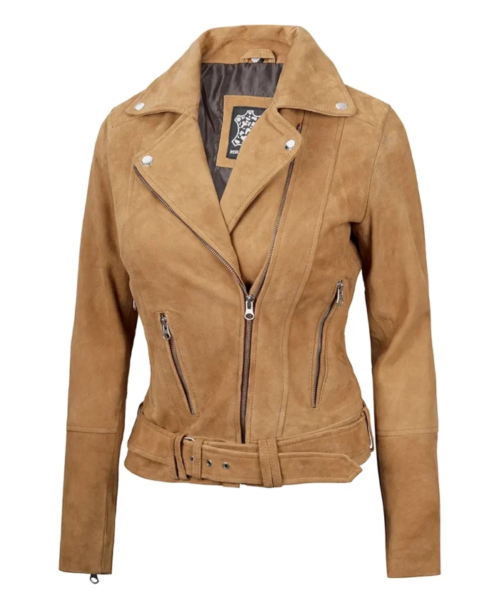 Women'S Brown Asymmetrical Suede Biker Jacket - Trendy Leather Jackets