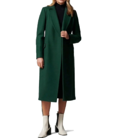 Women's Green Long Single Breasted Wool Coat - Trendy Leather Jackets