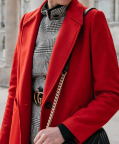 Women's Jackson Red Single Breasted Wool Coat Close Up - Trendy Leather Jackets