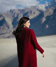 Women's The Desert Rose Deep Burgundy Long Coat Back - Trendy Leather Jackets