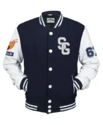 American Football Navy Blue Stegaro Varsity Jacket front View - Trendy Leather Jackets