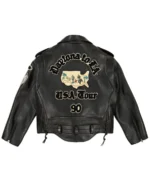 Avirex Black Motorcycle Leather Jacket Back View - Trendy Leather Jackets