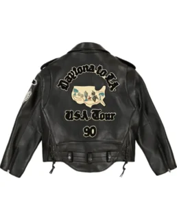 Avirex Black Motorcycle Leather Jacket Back View - Trendy Leather Jackets