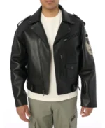 Avirex Black Motorcycle Leather Jacket Front - Trendy Leather Jackets