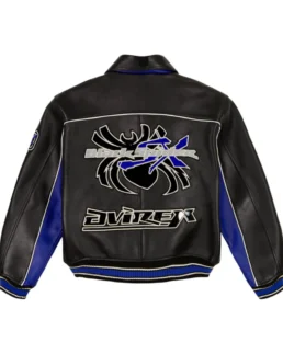 Avirex Black Spider Racer Leather Jacket Back - Trendy Leather Jackets