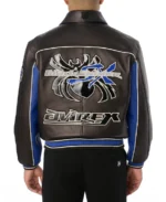 Avirex Black Spider Racer Leather Jacket Back View - Trendy Leather Jackets