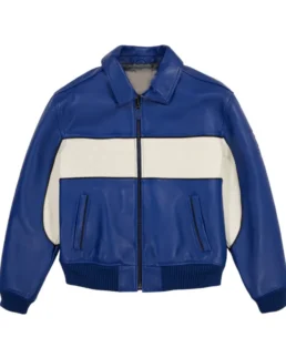 Avirex Blue Spider Racer Leather Jacket - Trendy Leather Jackets