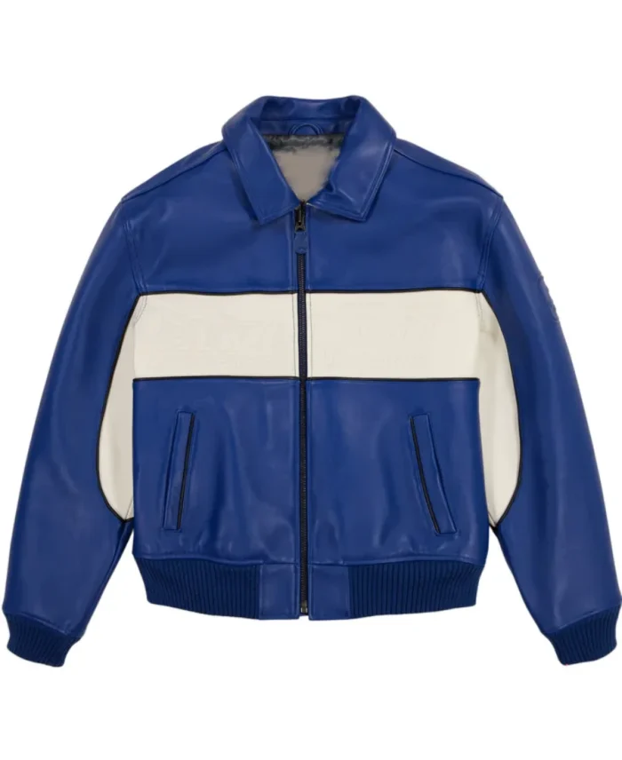 Avirex Blue Spider Racer Leather Jacket - Trendy Leather Jackets