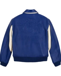 Avirex Blue Spider Racer Leather Jacket Back - Trendy Leather Jackets