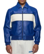 Avirex Blue Spider Racer Leather Jacket Fornt - Trendy Leather Jackets