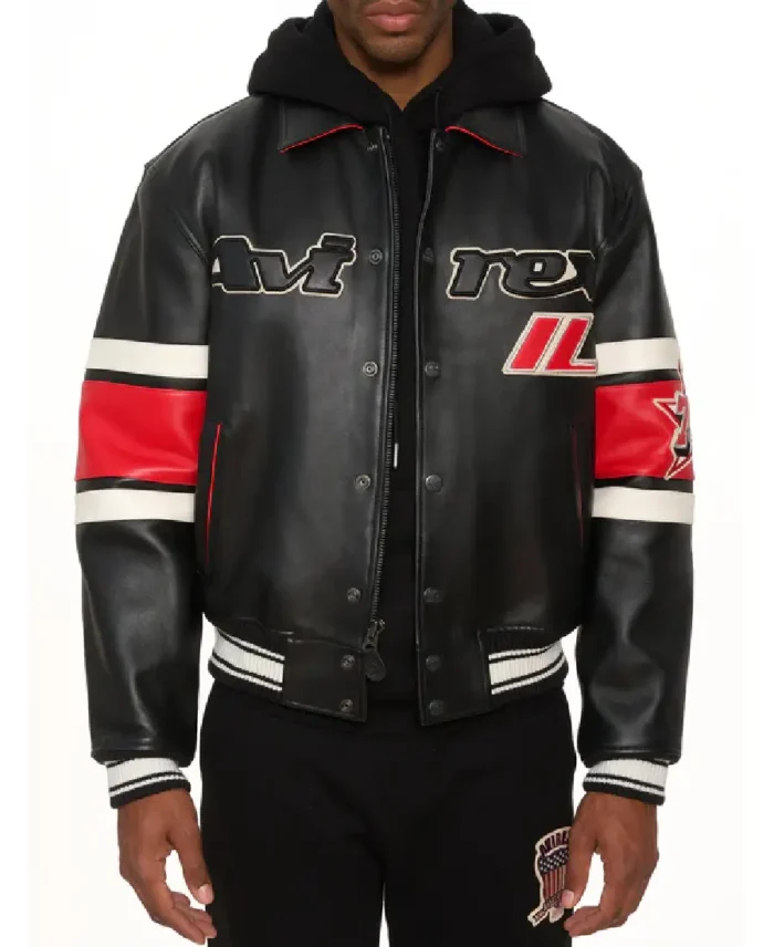 Avirex Bronx Bomber Leather Black Jacket - Trendy Leather Jackets