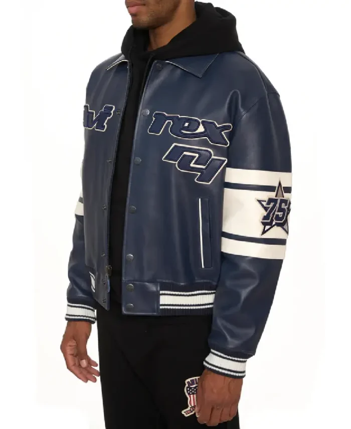 Avirex Bronx Bomber Leather Jacket Side - Trendy Leather Jackets