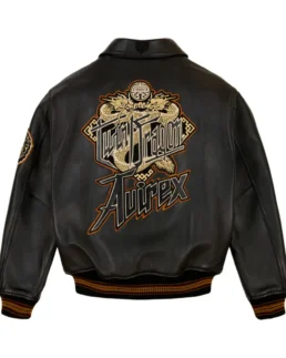 Avirex Dragon Bomber Leather Jacket Back - Trendy Leather Jackets