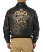 Avirex Dragon Bomber Leather Jacket Back View - Trendy Leather Jackets