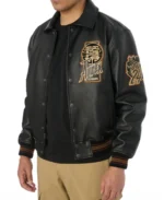 Avirex Dragon Bomber Leather Jacket Side - Trendy Leather Jackets