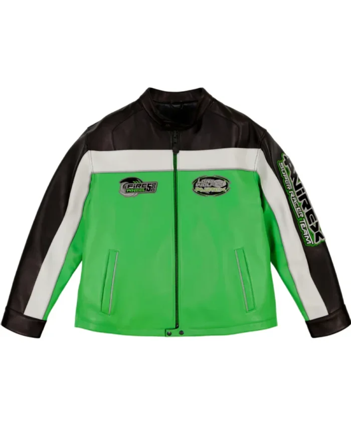 Avirex Lone Wolf Racer Leather Jacket Green- Trendy Leather Jackets