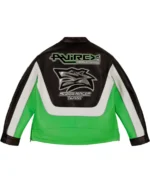 Avirex Lone Wolf Racer Leather Jacket Green Back View- Trendy Leather Jackets